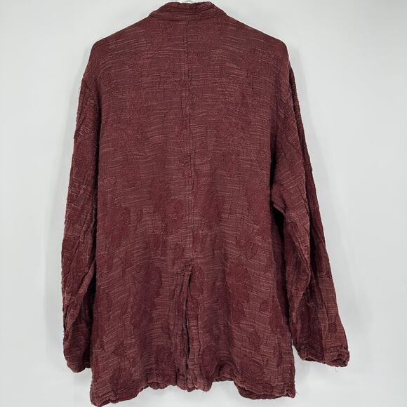 CP Shades Jacket Womens Small Burgundy Textured Hand Dyed Button Front Pockets - Picture 9 of 11